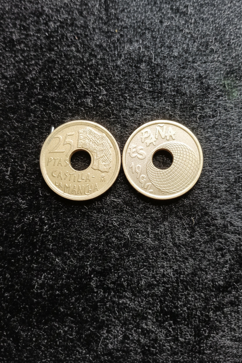 25 pesetas 1992 Sevilla(esposizione universale di Siviglia) 25 pesetas1996 Castilla la Mancha