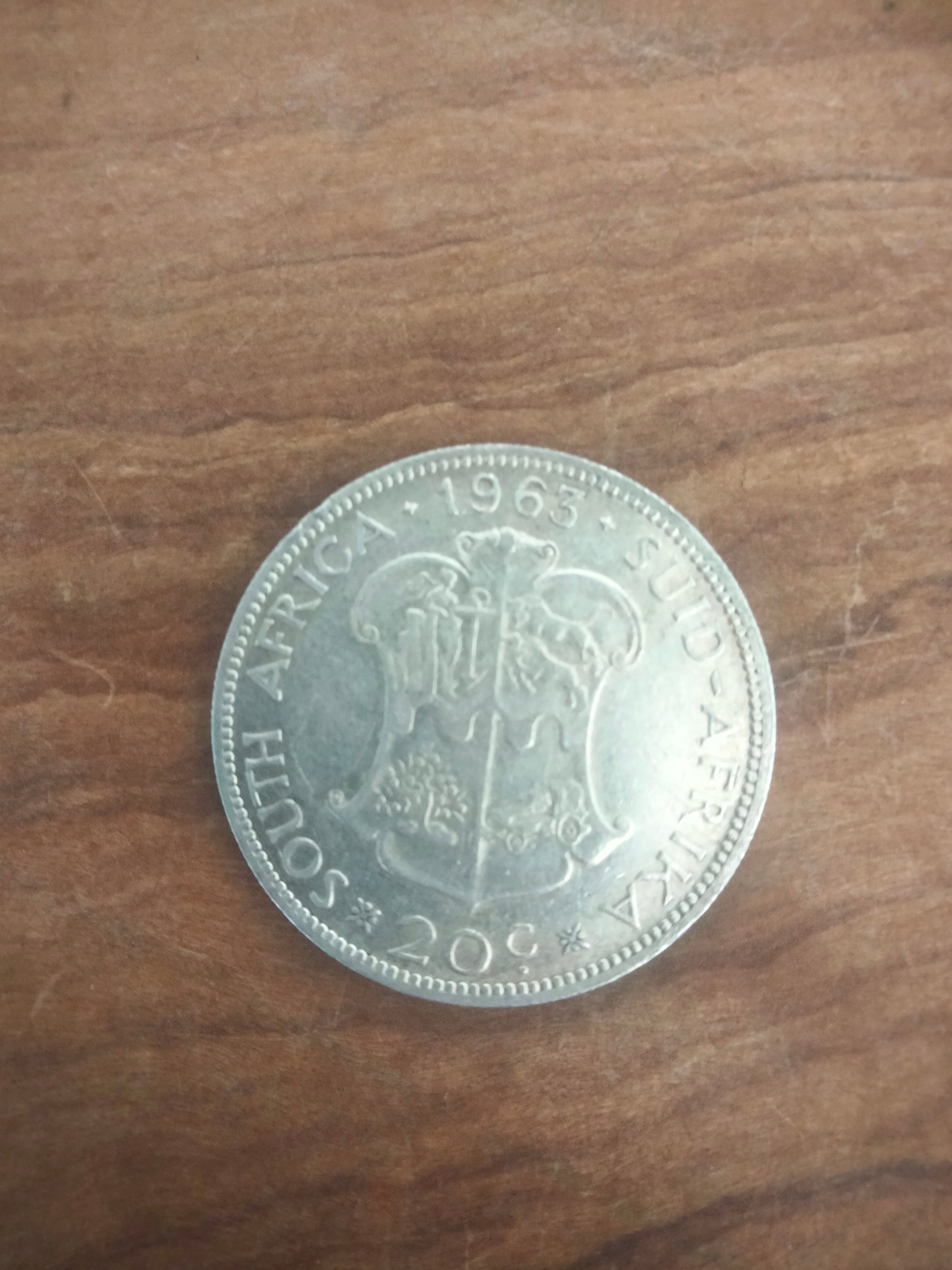 20 cents Sud africani 1963 in argento