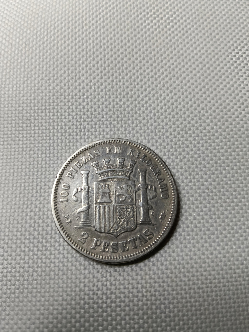 2 pesetas espagnoles 1870 variante 75 rare dans les étoiles en argent