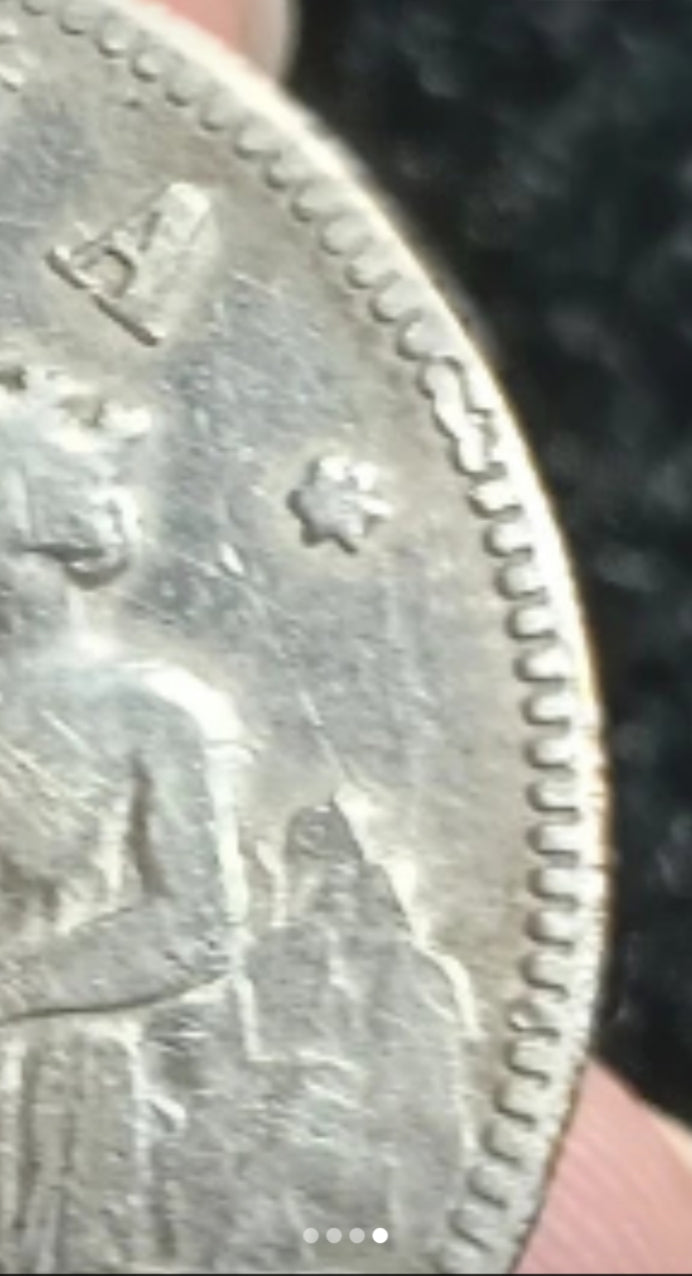 2 pesetas espagnoles 1870 variante 75 rare dans les étoiles en argent